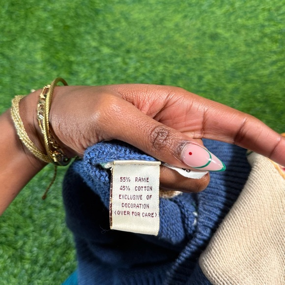 Vintage Susan Bristol Folk Art Patchwork Winter Cardigan Hand Embroidered XL w - Picture 4 of 9